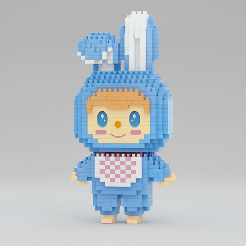 Blauwe labubu | Bouwsteentjes