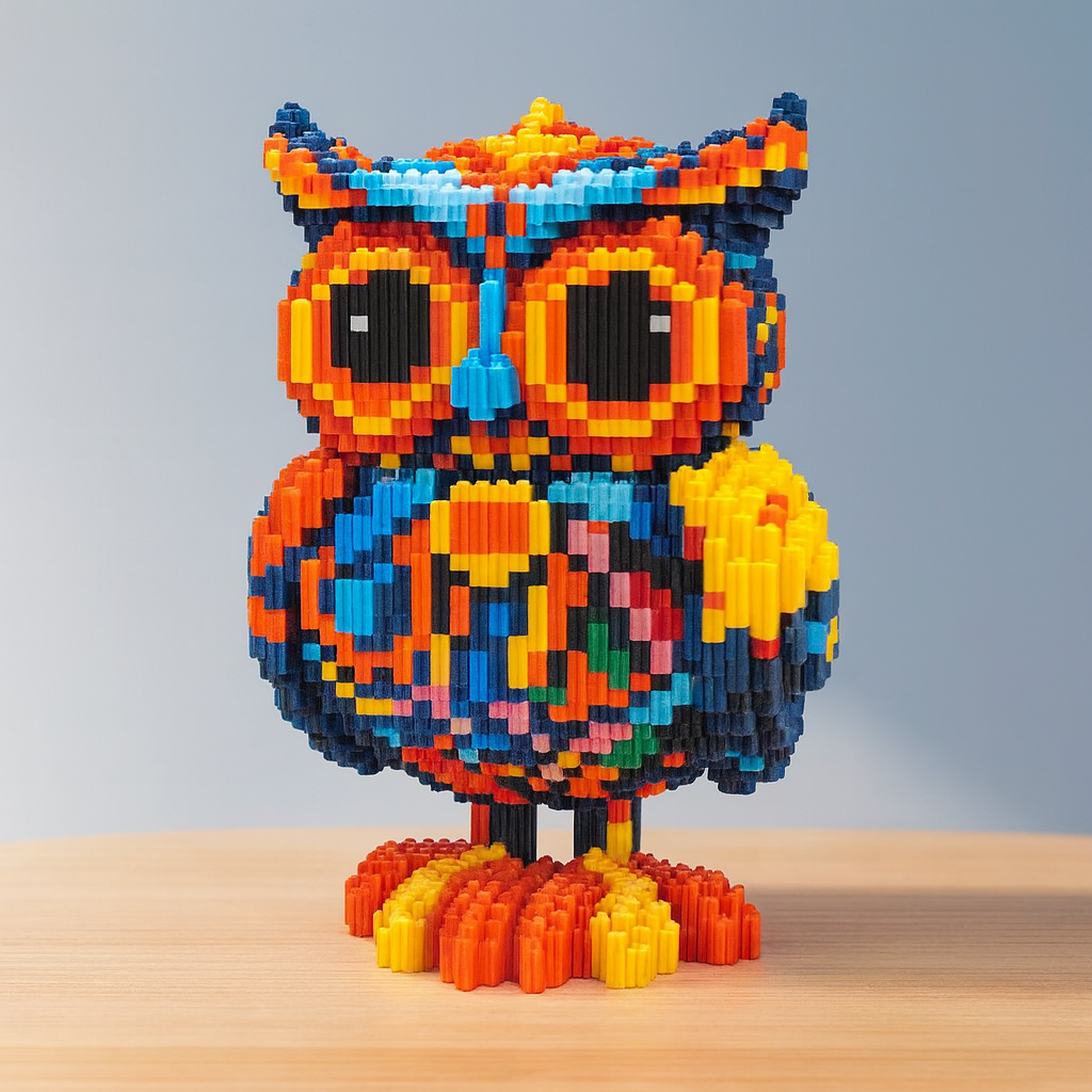Gekleurde uil | Bouwsteentjes