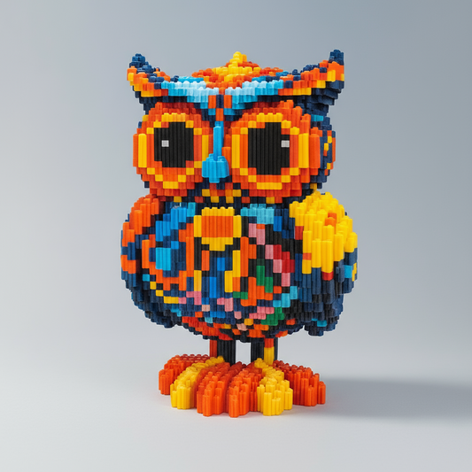 Gekleurde uil | Bouwsteentjes