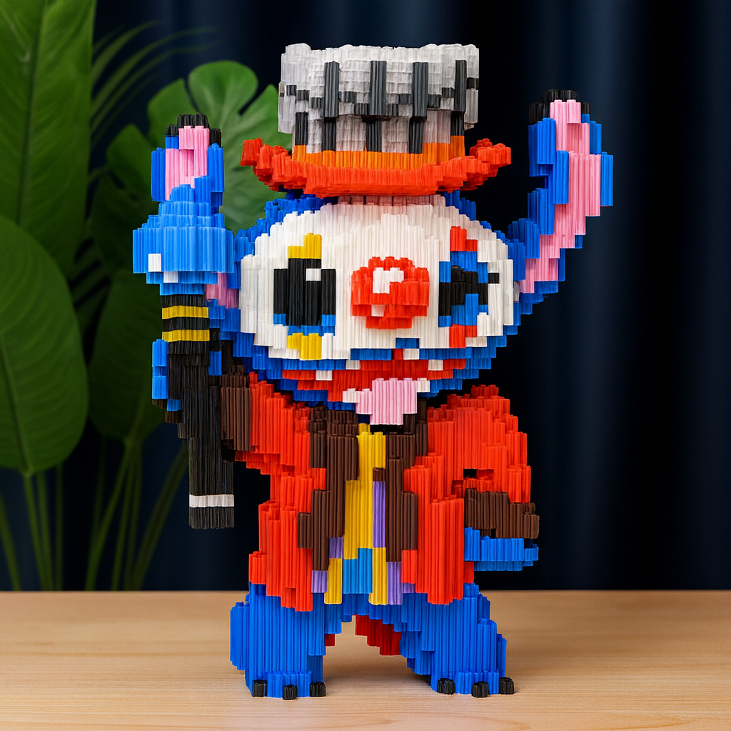 Blauw wezen als Clown | Bouwsteentjes