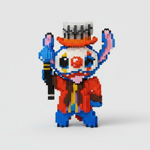 Blauw wezen als Clown | Bouwsteentjes