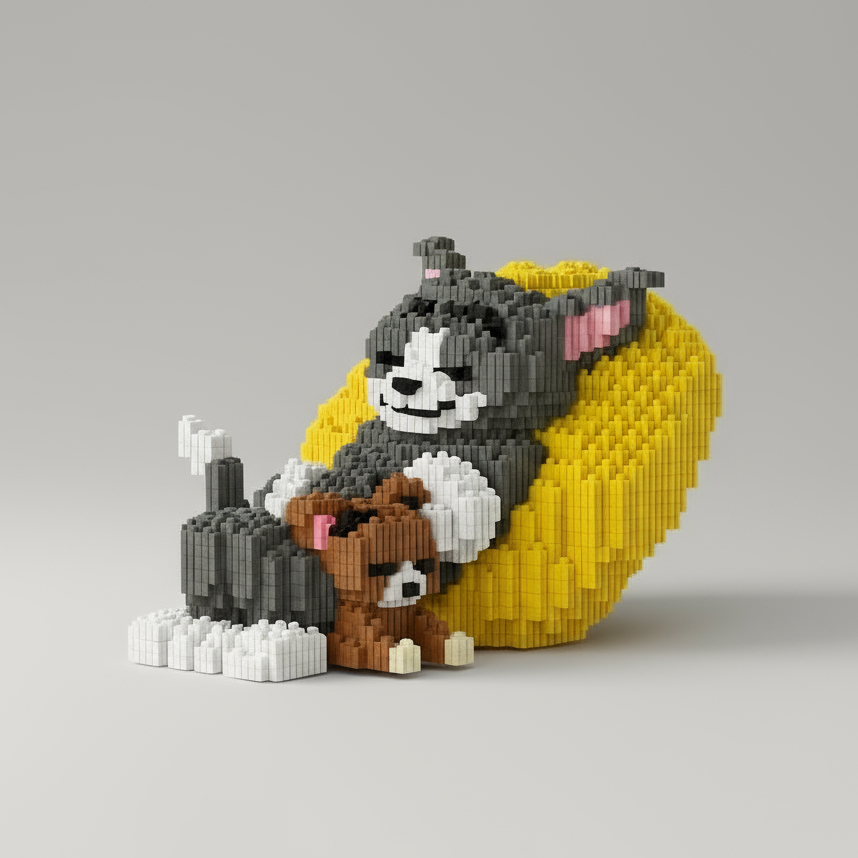 Slapende Kat & Muis | Bouwsteentjes