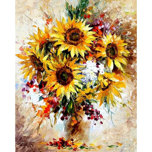 Zonnebloemen in grote pot | Schilderen op Nummer