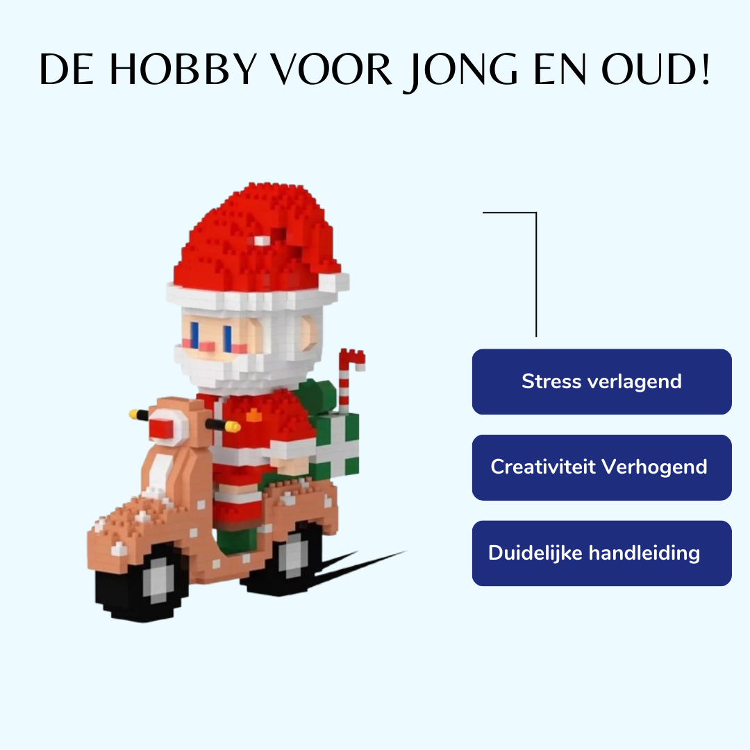 Kerstman op scooter | Bouwsteentjes