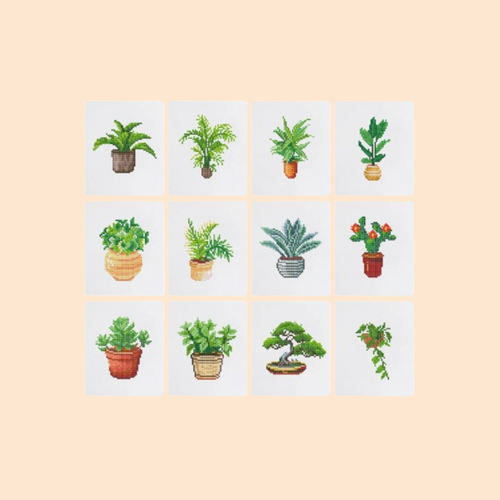 12 Mini Diamond Paintings | Planten | Diamond Painting