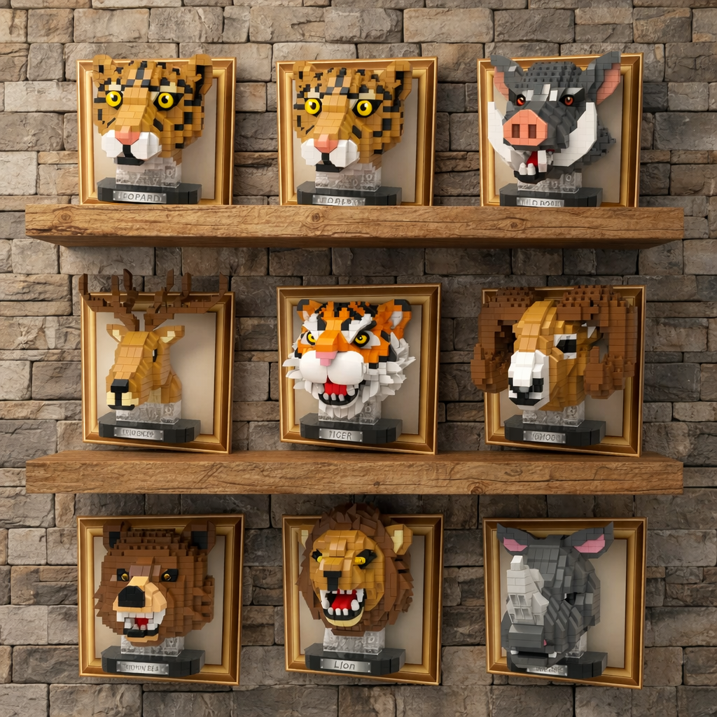 Mini 3D schilderij dikhoornschaap | Bouwsteentjes
