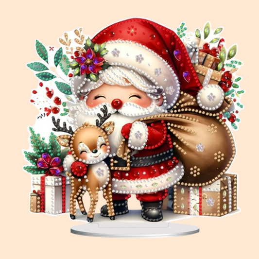 5D Kerstman met rendier | Diamond painting
