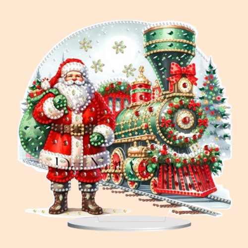 5D Kerstman bij trein | Diamond painting