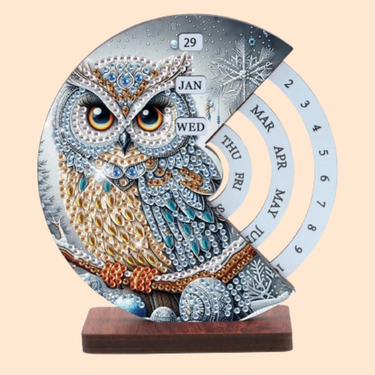 Grijze uil | Kalender | Diamond painting