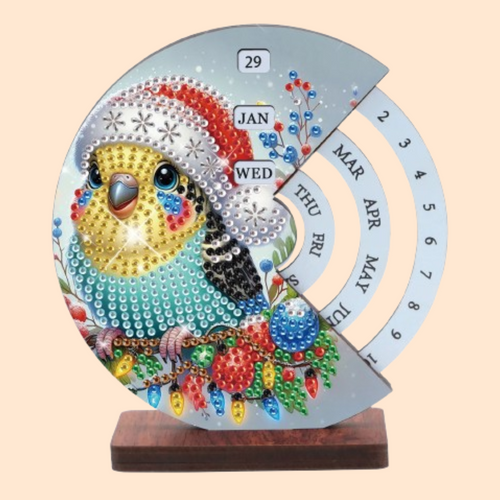 Vogel met kerstmuts | Kalender | Diamond painting
