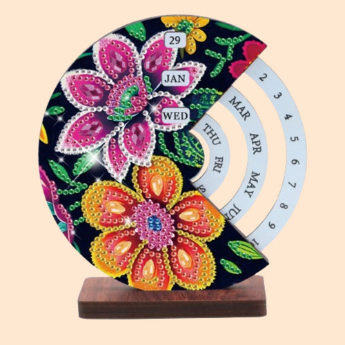 Roze & oranje bloem  | Kalender | Diamond painting