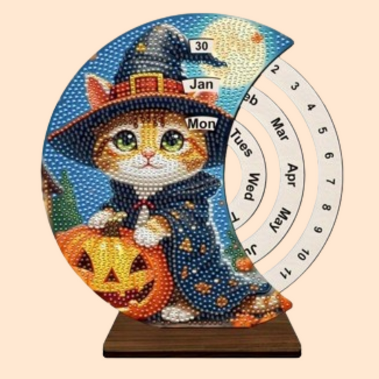 Kat met pompoen | Kalender | Diamond painting