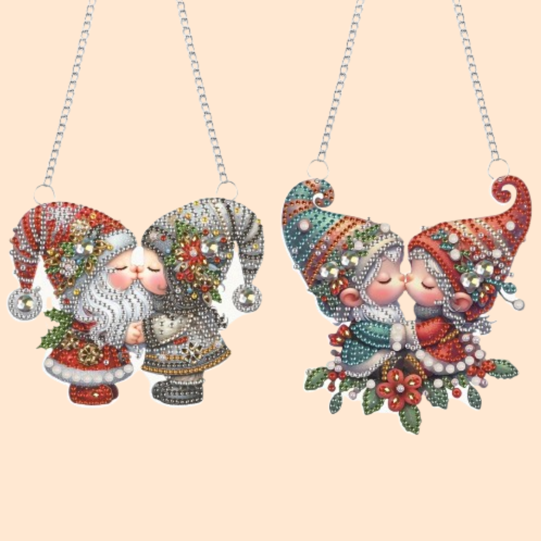 Decoractie hanger | kerst dwergen | Diamond painting
