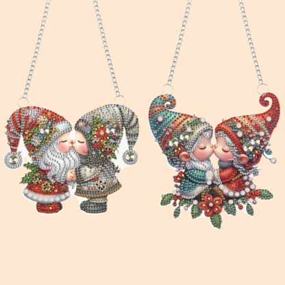Decoractie hanger | kerst dwergen | Diamond painting