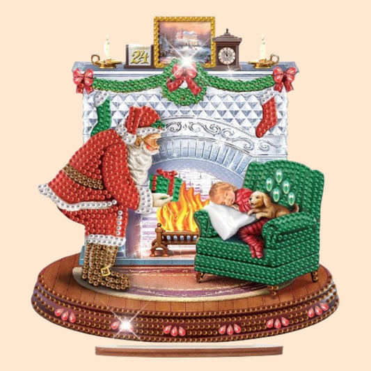 5D Kerstman bij openhaard | Diamond painting