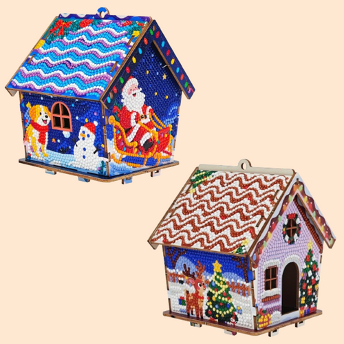 Kerst huisje | hanger voor in de boom | Diamond painting