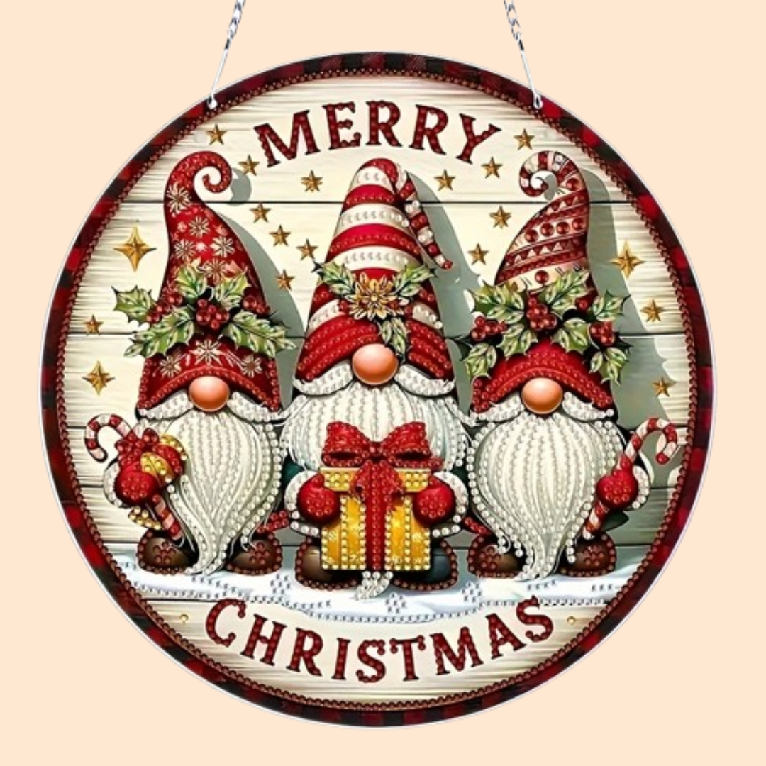 Decoratie hanger | Kerst kabouters | Diamond painting