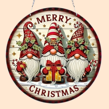 Decoratie hanger | Kerst kabouters | Diamond painting