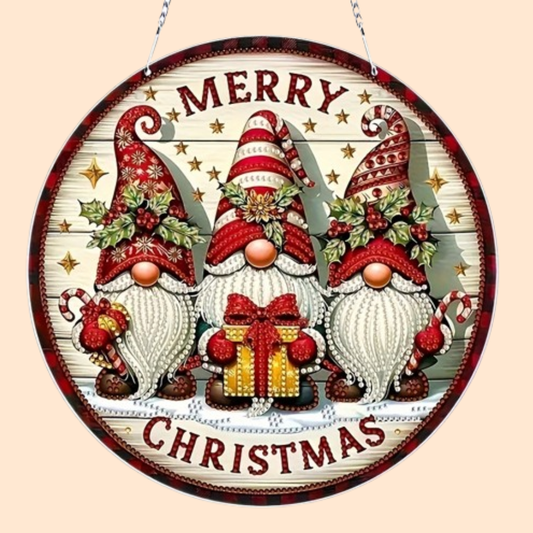 Decoratie hanger | Kerst kabouters | Diamond painting