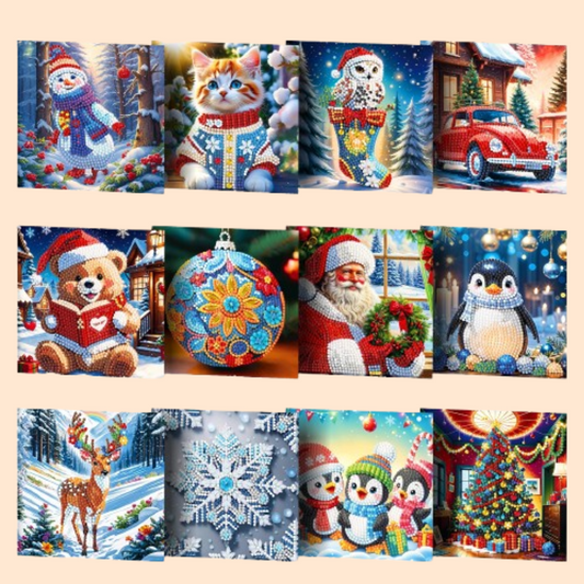 Kerstkaarten  | 12 stuks | Diamond Painting
