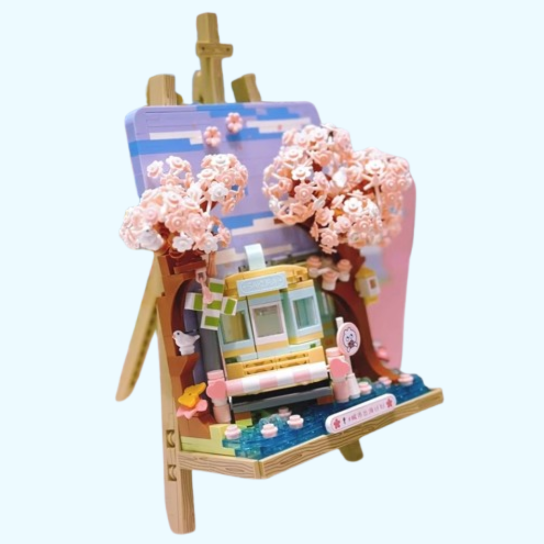 3D schilderij Sakura trein | Bouwsteentjes