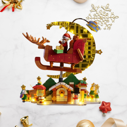 Kerstman in slee | Bouwsteentjes