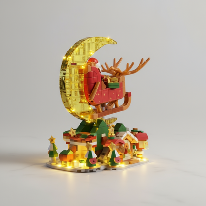 Kerstman in slee | Bouwsteentjes