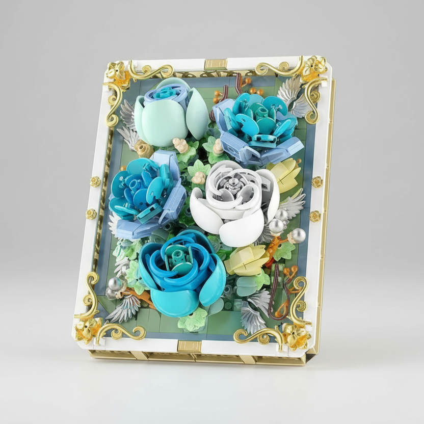 Blauwe rozen schilderij | Bouwsteentjes
