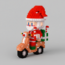 Kerstman op scooter | Bouwsteentjes