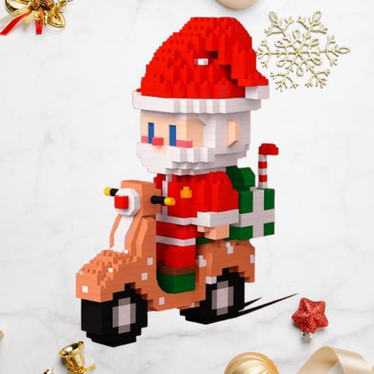 Kerstman op scooter | Bouwsteentjes