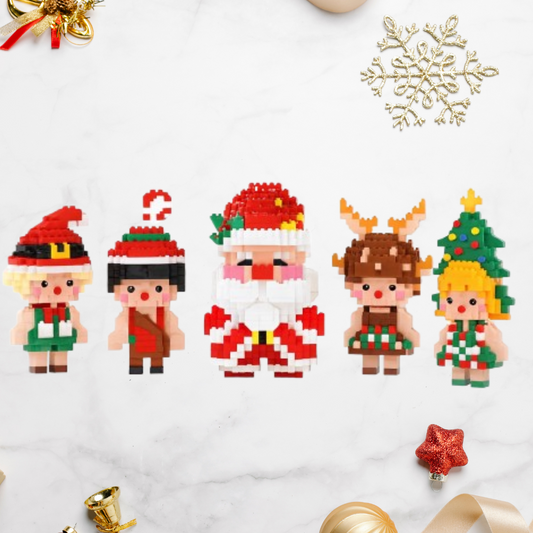 Kerstman met engeltjes | Bouwsteentjes