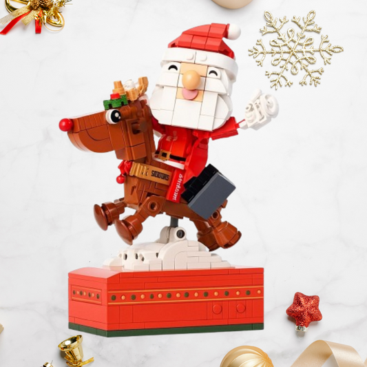 Kerstman op rendier | Bouwsteentjes