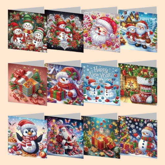 Kerstkaarten XL Set | 12 stuks | Diamond Painting