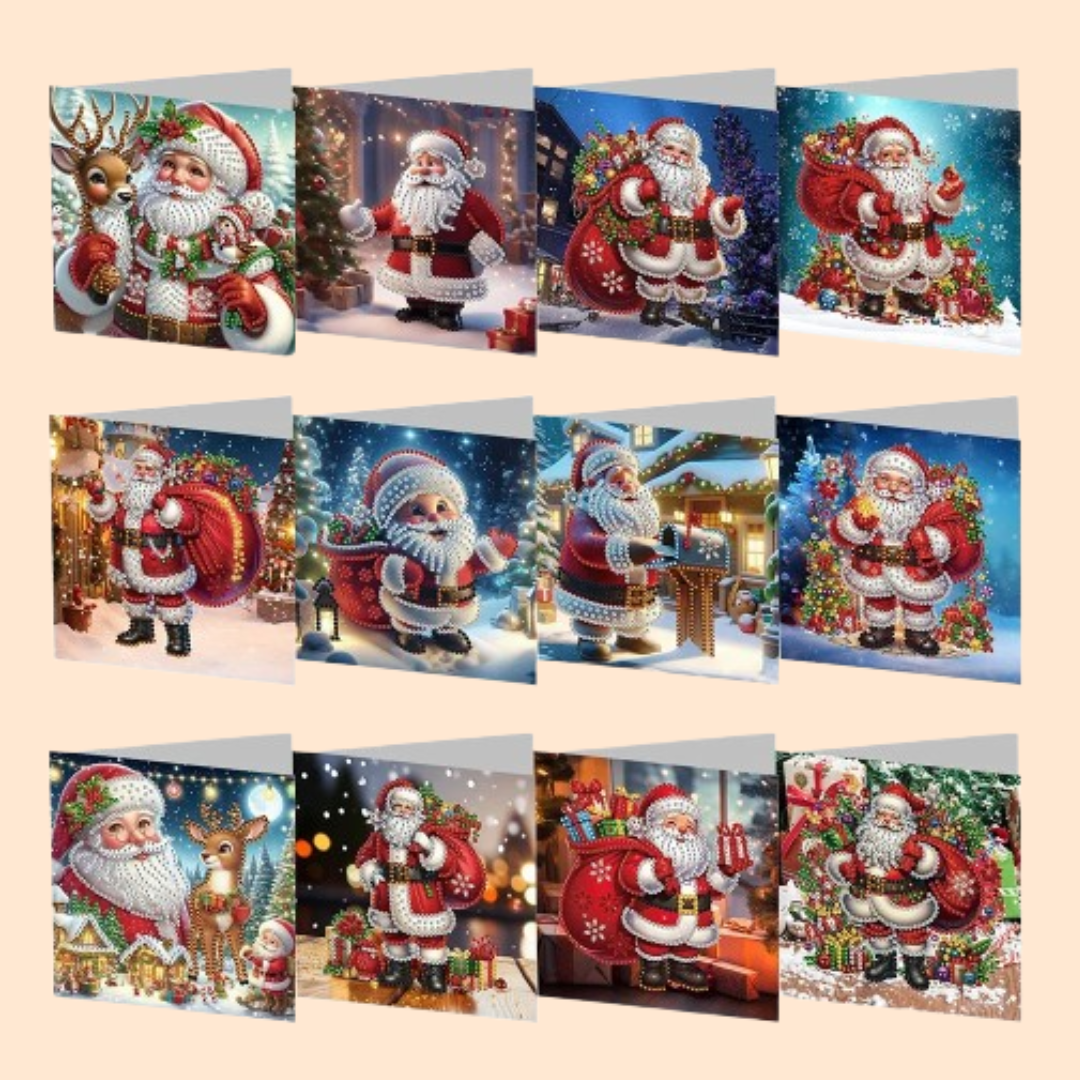 Kerstman Kerstkaarten | 12 stuks | Diamond Painting