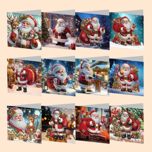 Kerstman Kerstkaarten | 12 stuks | Diamond Painting