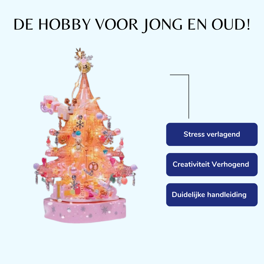 Roze kerstboom - Morgen in huis | Bouwsteentjes