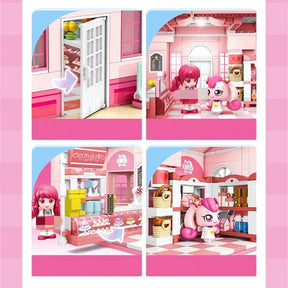 Roze poppenhuis | Bouwsteentjes