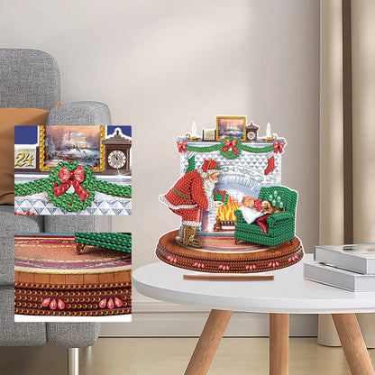 5D Kerstman bij openhaard | Diamond painting