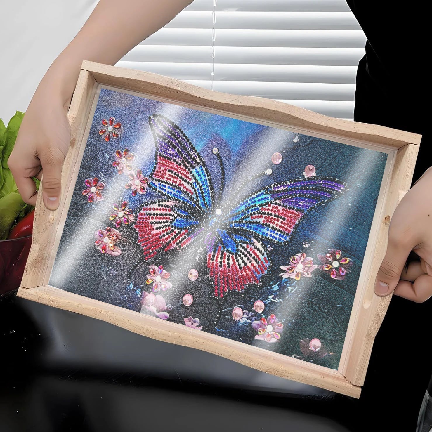 Dienblad | Mooie vlinder | Diamond painting