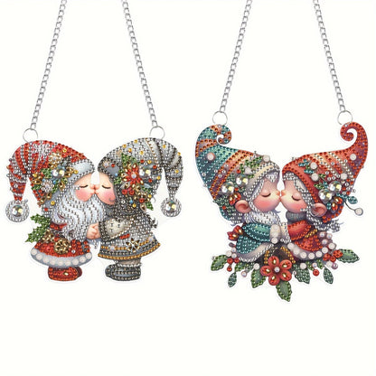 Decoractie hanger | kerst dwergen | Diamond painting