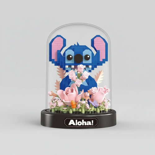 Blauw wezen in bloementuin | Bouwsteentjes