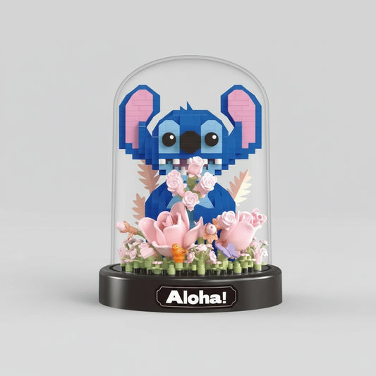 Blauw wezen in bloementuin | Bouwsteentjes