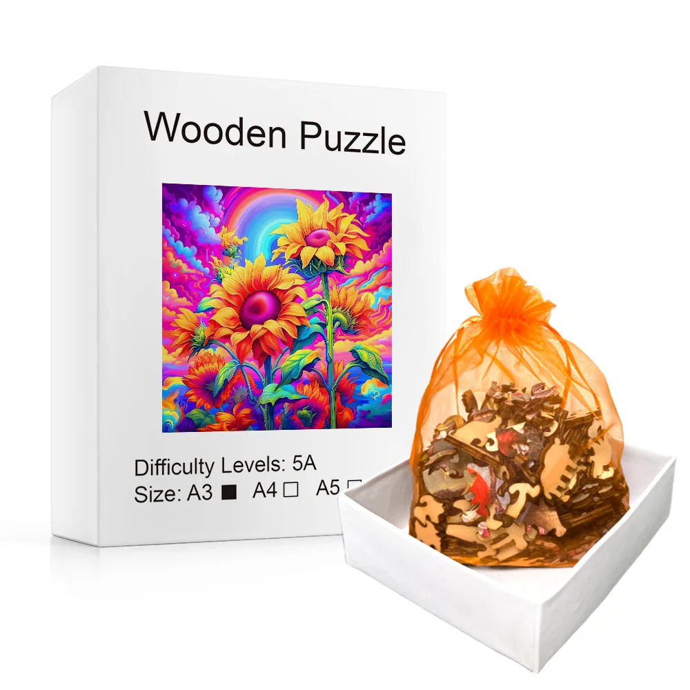 Vrolijke zonnebloemen  | Houten Puzzel