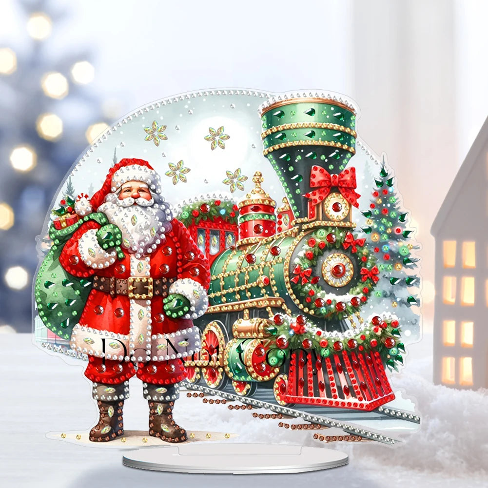 5D Kerstman bij trein | Diamond painting
