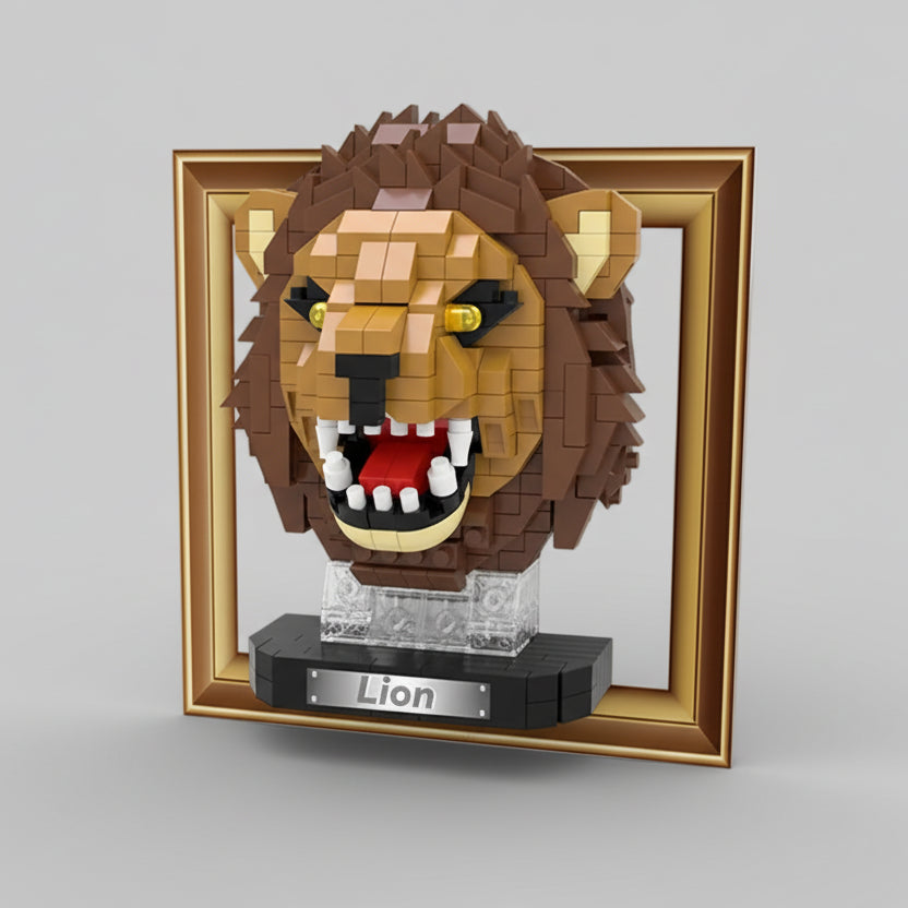 Mini 3D schilderij leeuw | Bouwsteentjes