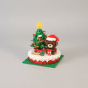 Kerstboom en beer op bouwplaat | Bouwsteentjes