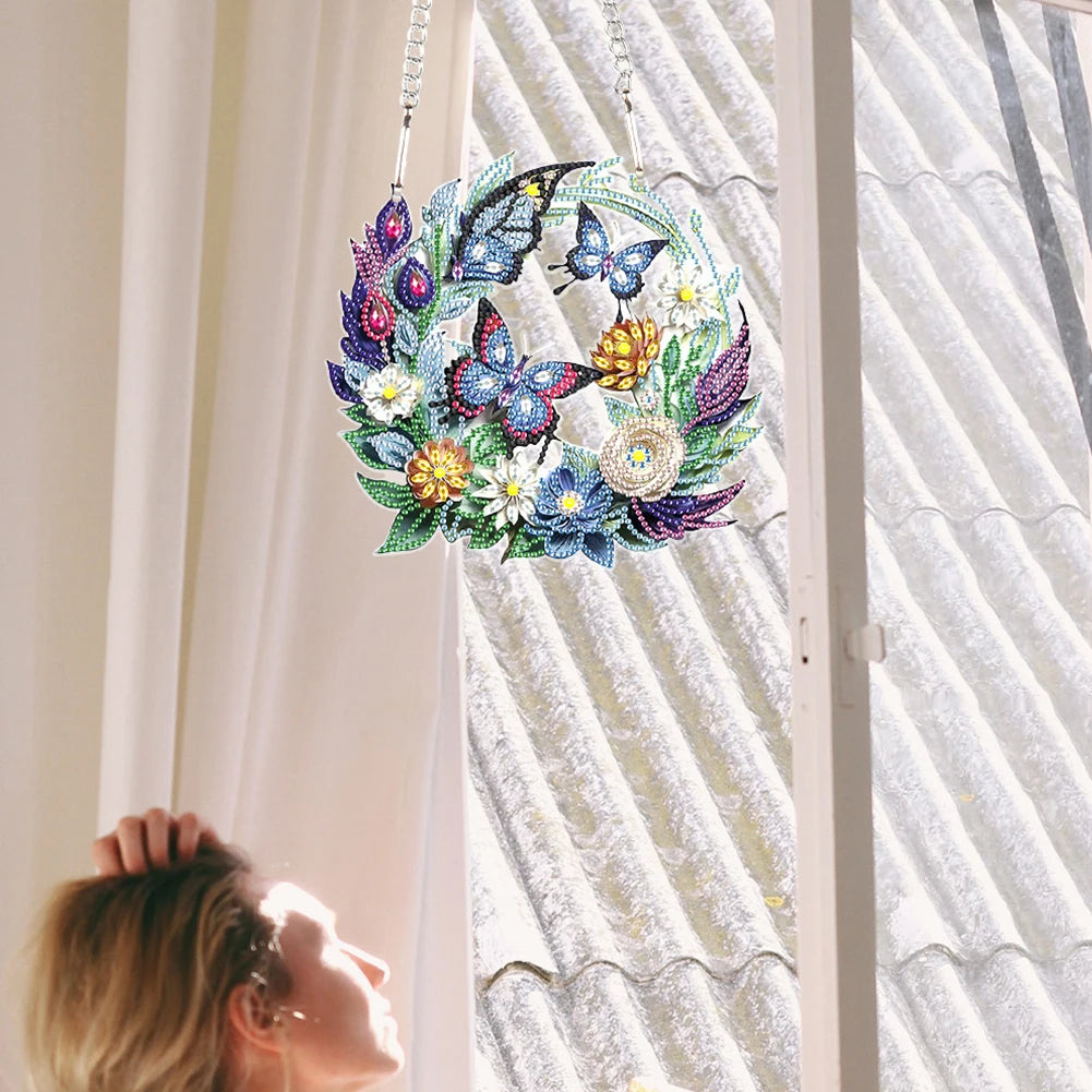 Vlinders met bloemen | Diamond painting Deco Hanger