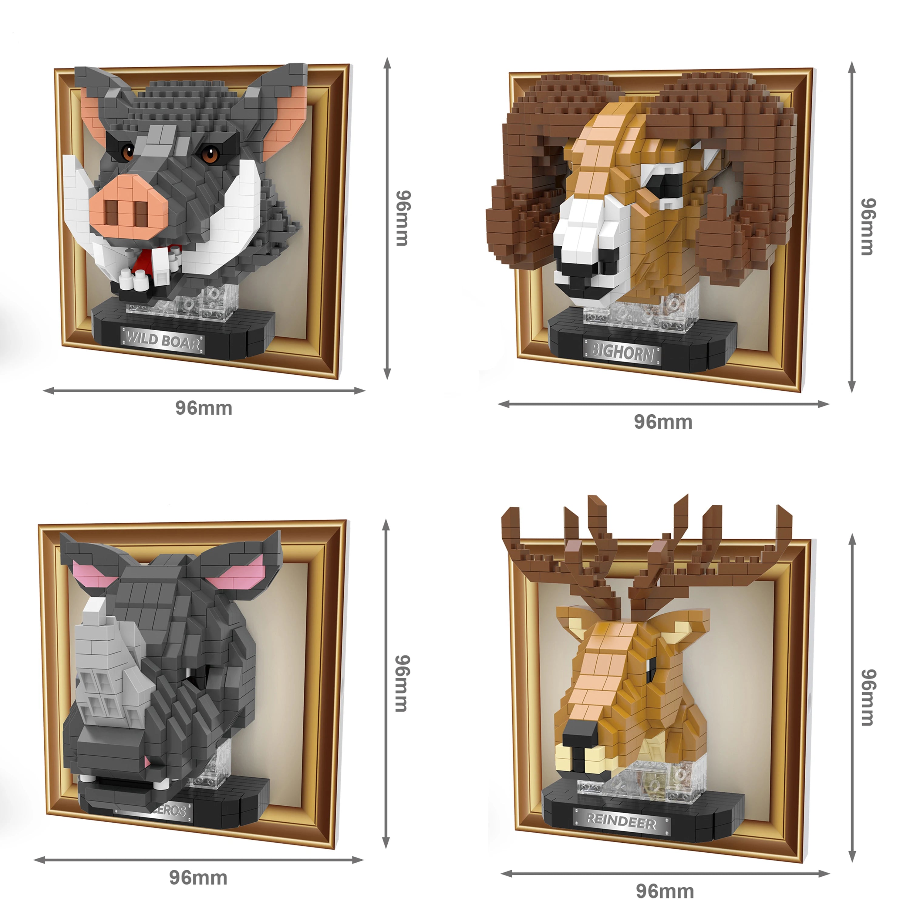 Mini 3D schilderij everzwijn | Bouwsteentjes
