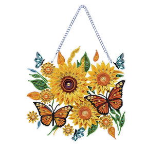 Zonnebloem met vlinders | Diamond painting Deco Hanger