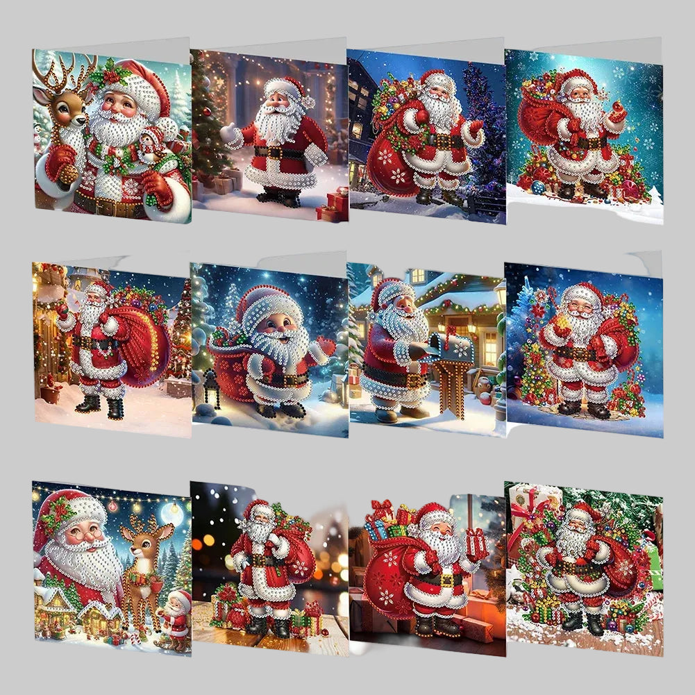 Kerstman Kerstkaarten | 12 stuks | Diamond Painting